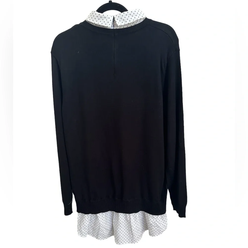 NWT! City Chic Women’s Layered Polka Dot and Black Pullover Sweater - Picture 2 of 5